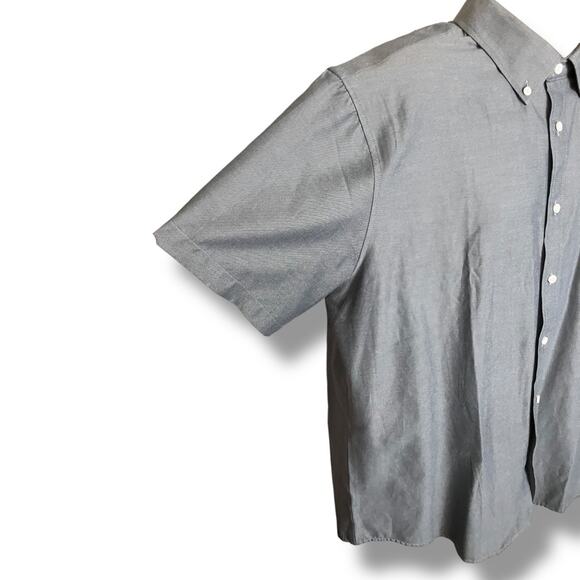 Oxford Men’s Luxury Collection Shirt XL Gray Short Sleeve Button Up - Picture 4 of 10